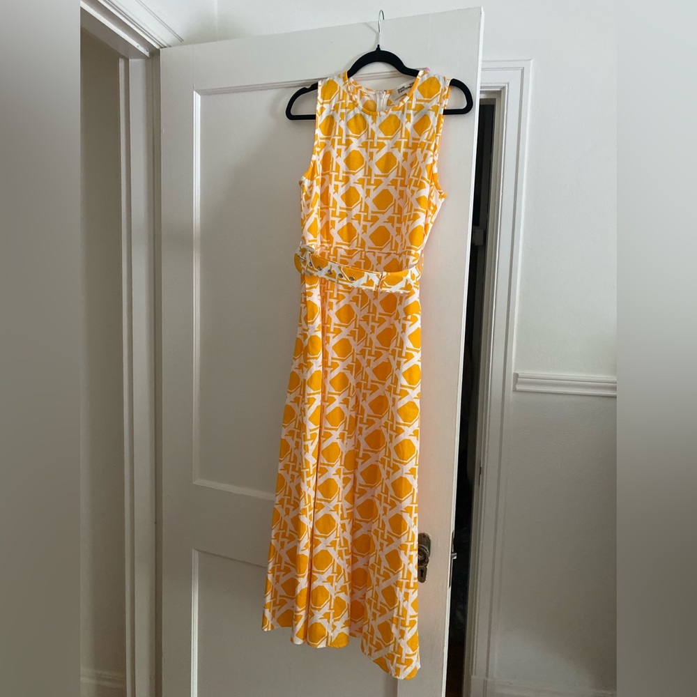 Diane Von Furstenberg Yellow and White Sleeveless Dress - Picture 5 of 9